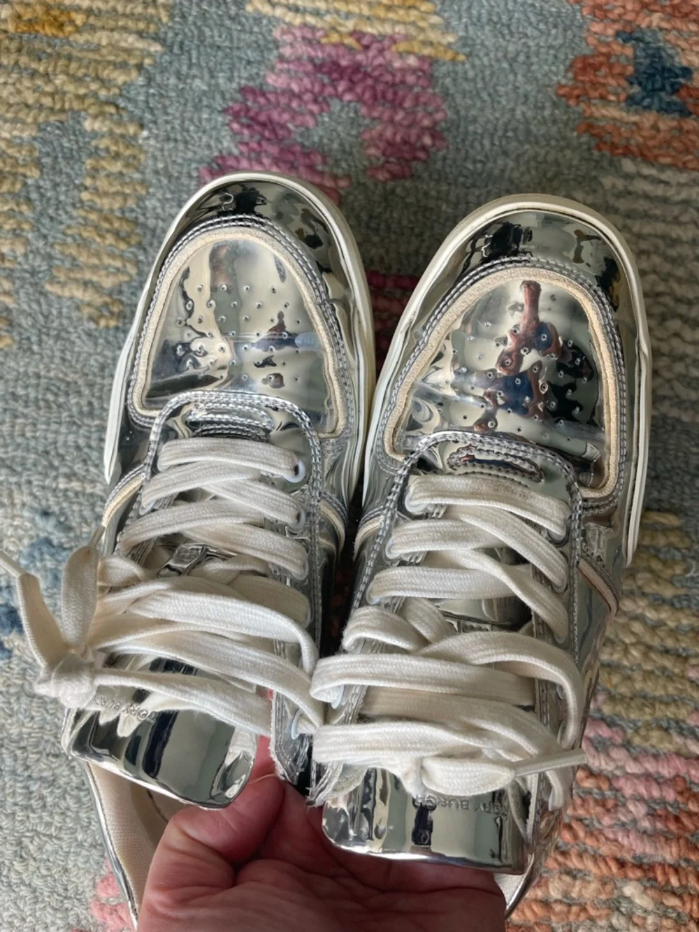 Tory Burch Clover Court Silver Sneakers Women 7.5